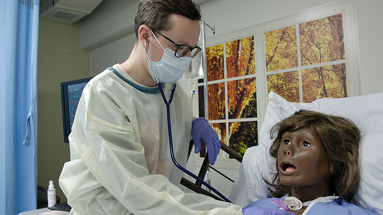 Student working in the Communication Disorders and Sciences lab