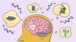 cartoon drawing brain and weight